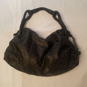 Large Black Mini Studded Hobo Bag